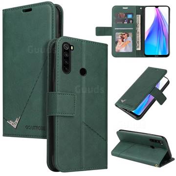 GQ.UTROBE Right Angle Silver Pendant Leather Wallet Phone Case for Mi Xiaomi Redmi Note 8 - Green