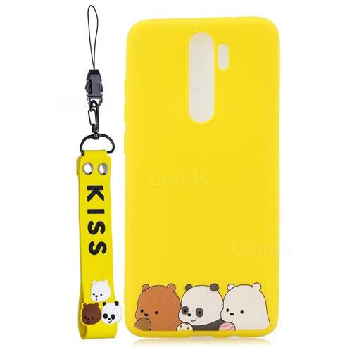 Yellow Bear Family Soft Kiss Candy Hand Strap Silicone Case for Mi Xiaomi Redmi Note 8 Pro