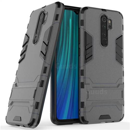 Armor Premium Tactical Grip Kickstand Shockproof Dual Layer Rugged Hard Cover for Mi Xiaomi Redmi Note 8 Pro - Gray