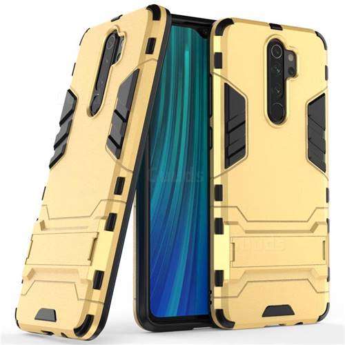 Armor Premium Tactical Grip Kickstand Shockproof Dual Layer Rugged Hard Cover for Mi Xiaomi Redmi Note 8 Pro - Golden