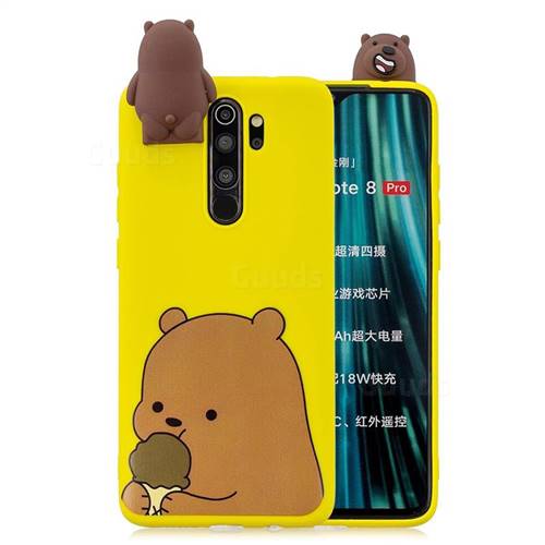 Brown Bear Soft 3D Climbing Doll Stand Soft Case for Mi Xiaomi Redmi Note 8 Pro