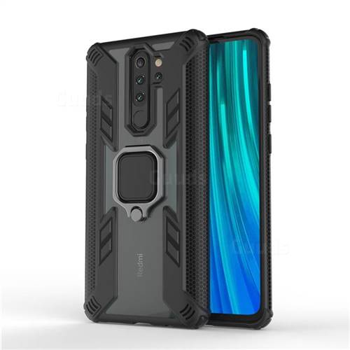 Predator Armor Metal Ring Grip Shockproof Dual Layer Rugged Hard Cover for Mi Xiaomi Redmi Note 8 Pro - Black