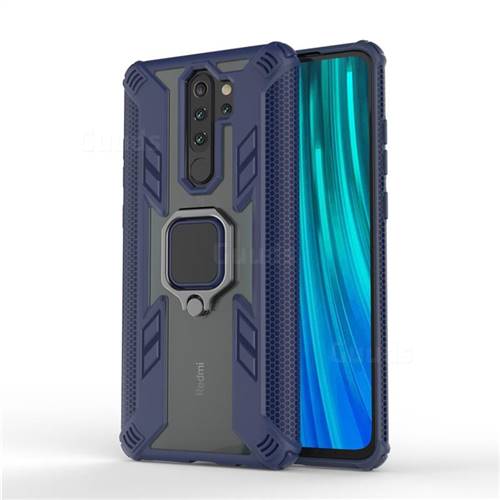 Predator Armor Metal Ring Grip Shockproof Dual Layer Rugged Hard Cover for Mi Xiaomi Redmi Note 8 Pro - Blue