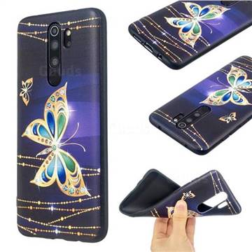 Golden Shining Butterfly 3D Embossed Relief Black Soft Back Cover for Mi Xiaomi Redmi Note 8 Pro