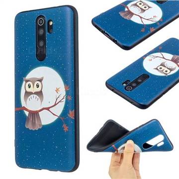 Moon and Owl 3D Embossed Relief Black Soft Back Cover for Mi Xiaomi Redmi Note 8 Pro