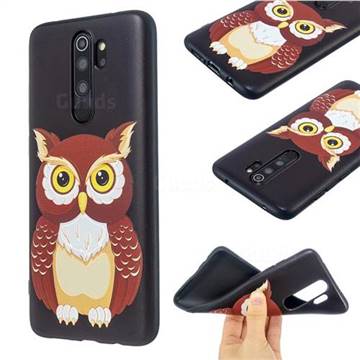 Big Owl 3D Embossed Relief Black Soft Back Cover for Mi Xiaomi Redmi Note 8 Pro