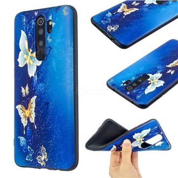 Golden Butterflies 3D Embossed Relief Black Soft Back Cover for Mi Xiaomi Redmi Note 8 Pro