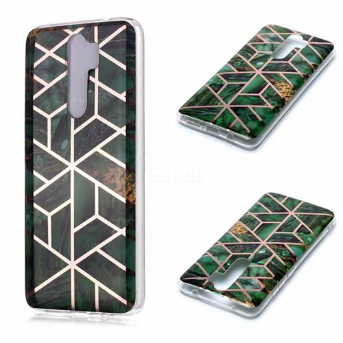Green Rhombus Galvanized Rose Gold Marble Phone Back Cover for Mi Xiaomi Redmi Note 8 Pro