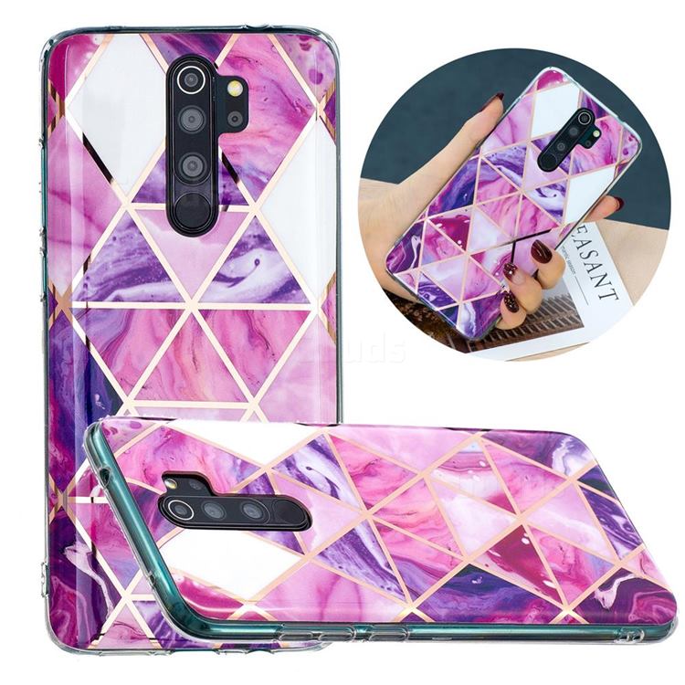 Purple Dream Triangle Painted Marble Electroplating Protective Case for Mi Xiaomi Redmi Note 8 Pro