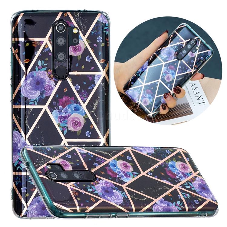 Black Flower Painted Marble Electroplating Protective Case for Mi Xiaomi Redmi Note 8 Pro