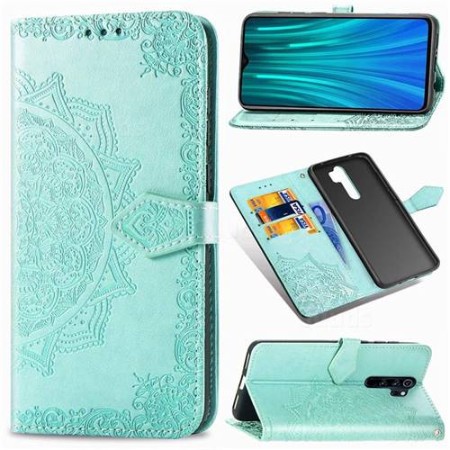 Embossing Imprint Mandala Flower Leather Wallet Case for Mi Xiaomi Redmi Note 8 Pro - Green
