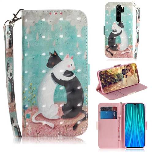 Black and White Cat 3D Painted Leather Wallet Phone Case for Mi Xiaomi Redmi Note 8 Pro