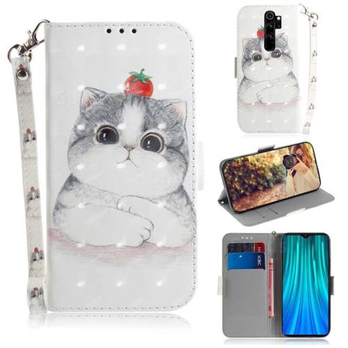 Cute Tomato Cat 3D Painted Leather Wallet Phone Case for Mi Xiaomi Redmi Note 8 Pro
