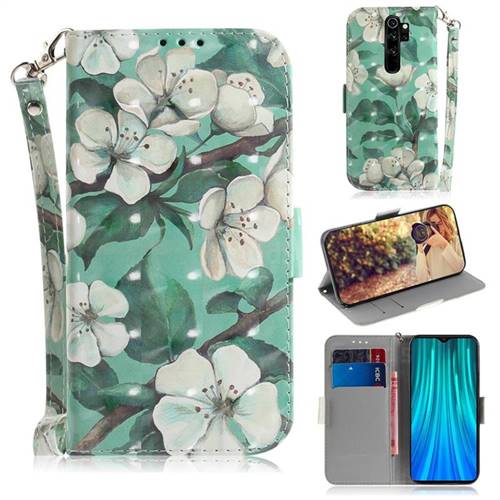 Watercolor Flower 3D Painted Leather Wallet Phone Case for Mi Xiaomi Redmi Note 8 Pro