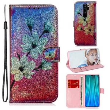 Magnolia Laser Shining Leather Wallet Phone Case for Mi Xiaomi Redmi Note 8 Pro