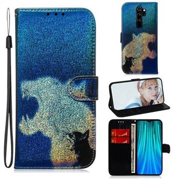 Cat and Leopard Laser Shining Leather Wallet Phone Case for Mi Xiaomi Redmi Note 8 Pro