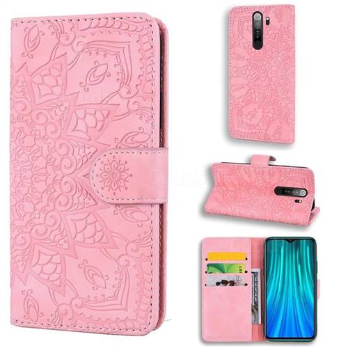 Retro Embossing Mandala Flower Leather Wallet Case for Mi Xiaomi Redmi Note 8 Pro - Pink