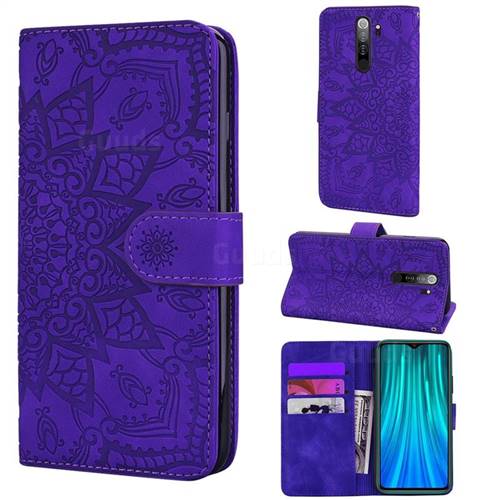 Retro Embossing Mandala Flower Leather Wallet Case for Mi Xiaomi Redmi Note 8 Pro - Purple