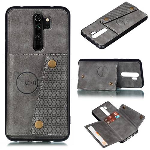 Retro Multifunction Card Slots Stand Leather Coated Phone Back Cover for Mi Xiaomi Redmi Note 8 Pro - Gray