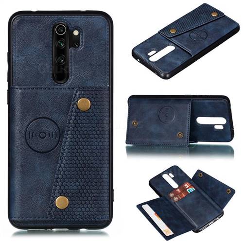 Retro Multifunction Card Slots Stand Leather Coated Phone Back Cover for Mi Xiaomi Redmi Note 8 Pro - Blue