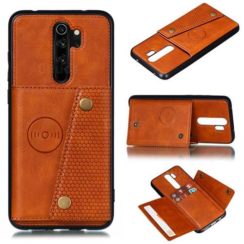 Retro Multifunction Card Slots Stand Leather Coated Phone Back Cover for Mi Xiaomi Redmi Note 8 Pro - Brown