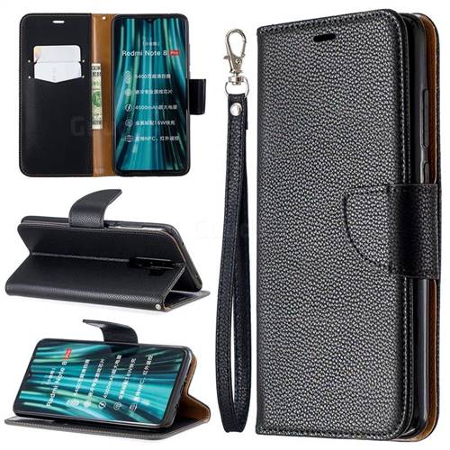 Classic Luxury Litchi Leather Phone Wallet Case for Mi Xiaomi Redmi Note 8 Pro - Black