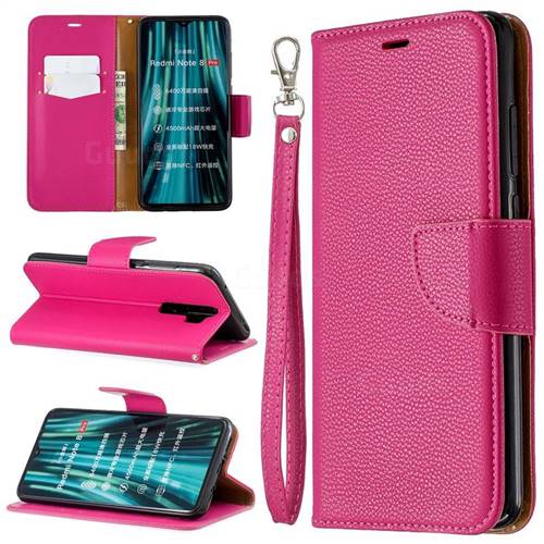 Classic Luxury Litchi Leather Phone Wallet Case for Mi Xiaomi Redmi Note 8 Pro - Rose