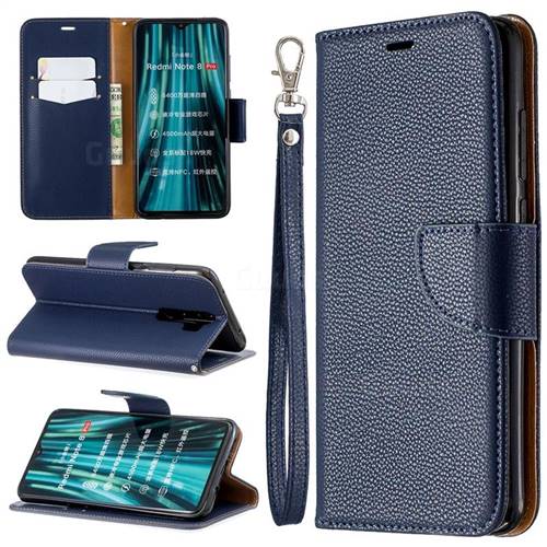 Classic Luxury Litchi Leather Phone Wallet Case for Mi Xiaomi Redmi Note 8 Pro - Blue