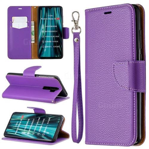 Classic Luxury Litchi Leather Phone Wallet Case for Mi Xiaomi Redmi Note 8 Pro - Purple