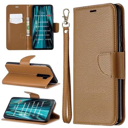 Classic Luxury Litchi Leather Phone Wallet Case for Mi Xiaomi Redmi Note 8 Pro - Brown