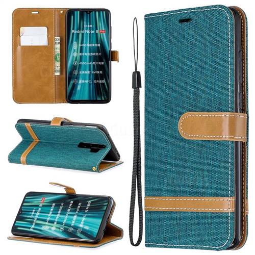 Jeans Cowboy Denim Leather Wallet Case for Mi Xiaomi Redmi Note 8 Pro - Green