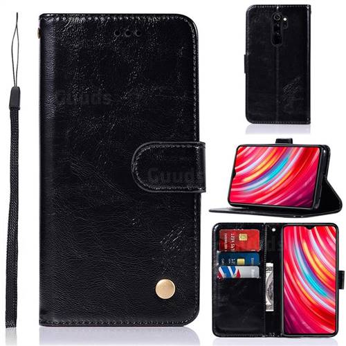 Luxury Retro Leather Wallet Case for Mi Xiaomi Redmi Note 8 Pro - Black