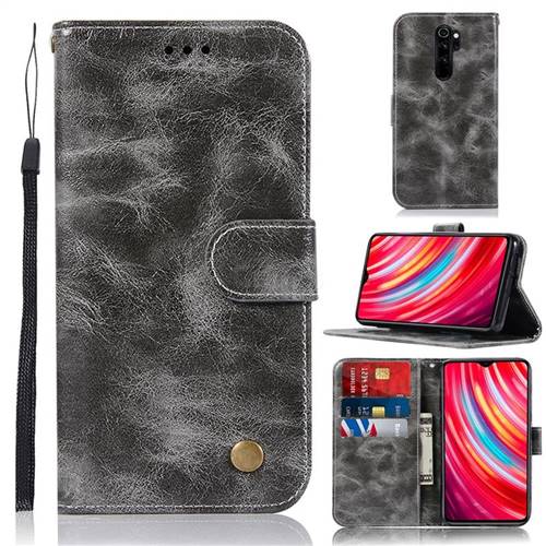 Luxury Retro Leather Wallet Case for Mi Xiaomi Redmi Note 8 Pro - Gray