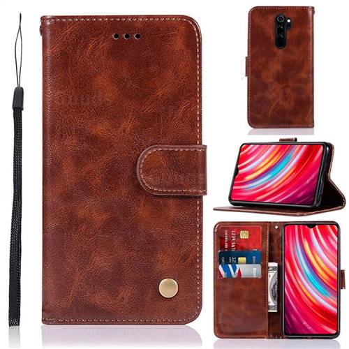 Luxury Retro Leather Wallet Case for Mi Xiaomi Redmi Note 8 Pro - Brown