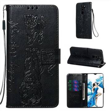 Embossing Tiger and Cat Leather Wallet Case for Mi Xiaomi Redmi Note 8 Pro - Black