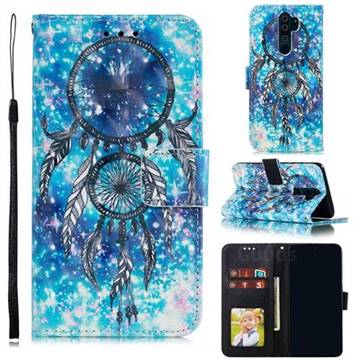 Blue Wind Chime 3D Painted Leather Phone Wallet Case for Mi Xiaomi Redmi Note 8 Pro