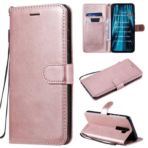 Retro Greek Classic Smooth PU Leather Wallet Phone Case for Mi Xiaomi Redmi Note 8 Pro - Rose Gold