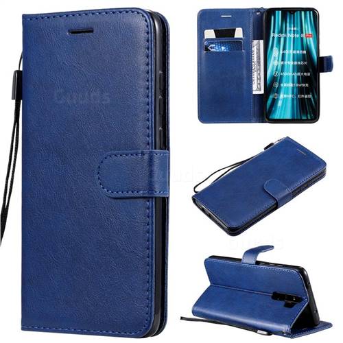 Retro Greek Classic Smooth PU Leather Wallet Phone Case for Mi Xiaomi Redmi Note 8 Pro - Blue