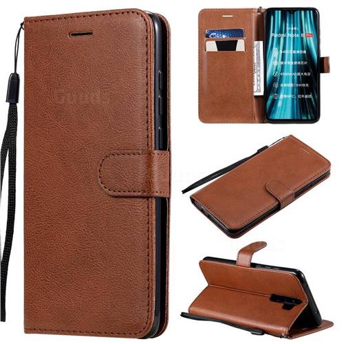 Retro Greek Classic Smooth PU Leather Wallet Phone Case for Mi Xiaomi Redmi Note 8 Pro - Brown