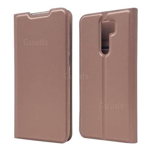 Ultra Slim Card Magnetic Automatic Suction Leather Wallet Case for Mi Xiaomi Redmi Note 8 Pro - Rose Gold