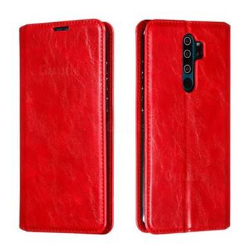 Retro Slim Magnetic Crazy Horse PU Leather Wallet Case for Mi Xiaomi Redmi Note 8 Pro - Red