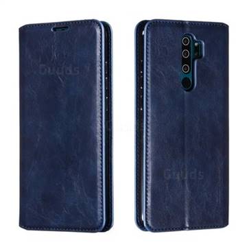 Retro Slim Magnetic Crazy Horse PU Leather Wallet Case for Mi Xiaomi Redmi Note 8 Pro - Blue