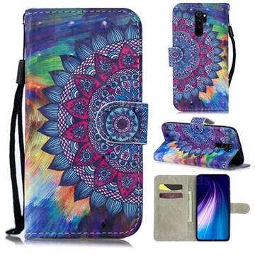 Oil Painting Mandala 3D Painted Leather Wallet Phone Case for Mi Xiaomi Redmi Note 8 Pro