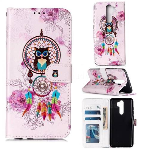 Wind Chimes Owl 3D Relief Oil PU Leather Wallet Case for Mi Xiaomi Redmi Note 8 Pro