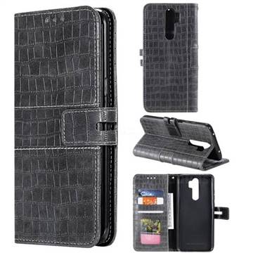 Luxury Crocodile Magnetic Leather Wallet Phone Case for Mi Xiaomi Redmi Note 8 Pro - Gray