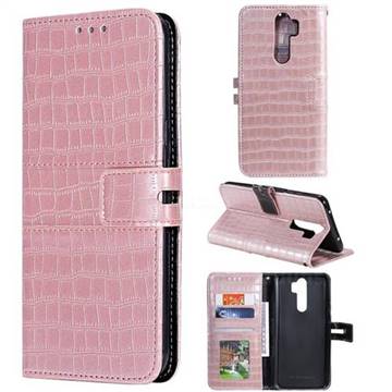 Luxury Crocodile Magnetic Leather Wallet Phone Case for Mi Xiaomi Redmi Note 8 Pro - Rose Gold