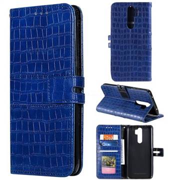 Luxury Crocodile Magnetic Leather Wallet Phone Case for Mi Xiaomi Redmi Note 8 Pro - Blue