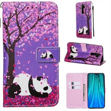 Cherry Blossom Panda Matte Leather Wallet Phone Case for Mi Xiaomi Redmi Note 8 Pro