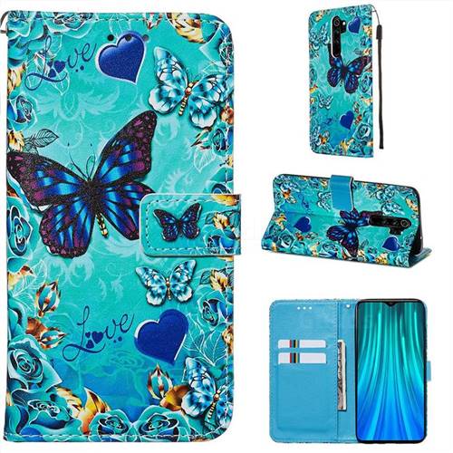 Love Butterfly Matte Leather Wallet Phone Case for Mi Xiaomi Redmi Note 8 Pro