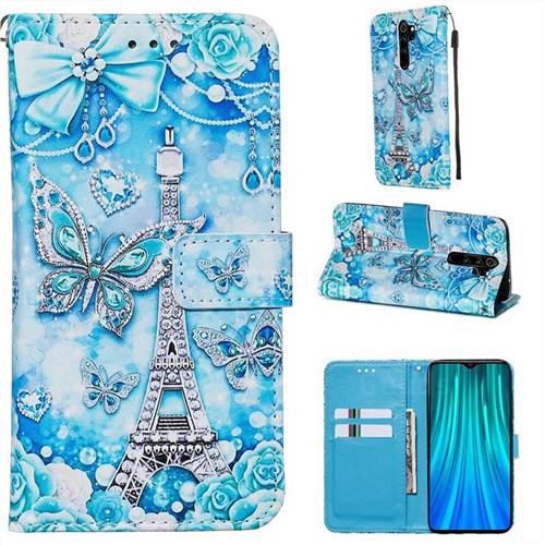 Tower Butterfly Matte Leather Wallet Phone Case for Mi Xiaomi Redmi Note 8 Pro